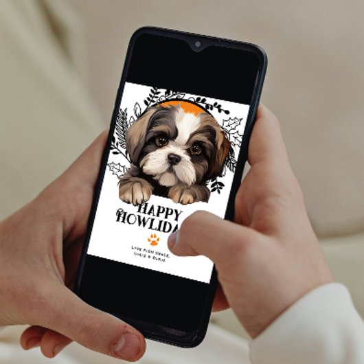 ハッピーハウリデイズシーズー(犬)Tzuドッグクリスマス シーズンカード