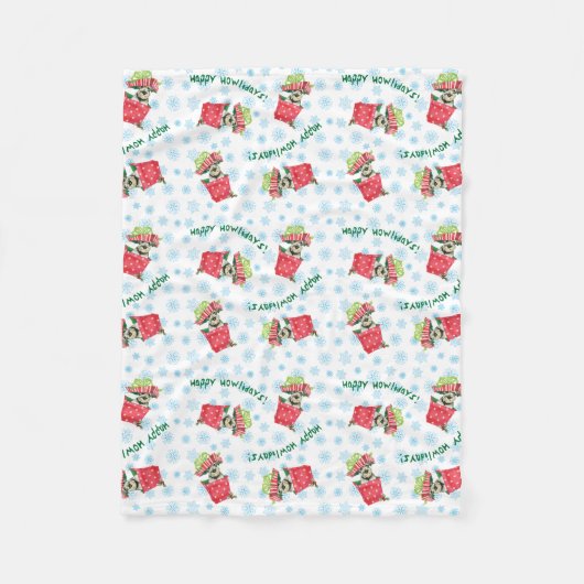 ハッピーハウリデイズスタンダードシュナウザー フリースブランケット (正面)