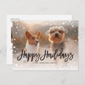 ハッピーハウリデイズスノー |ペット犬の写真 シーズンポストカード (正面/裏面)