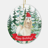 ハッピーハウリデイズスピノイタリアノドッグクリスマスホーン セラミックオーナメント (左)