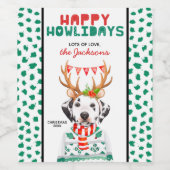 ハッピーハウリデイズダルマティアンドッグホリデークリスマス ワインラベル (シングルラベル)