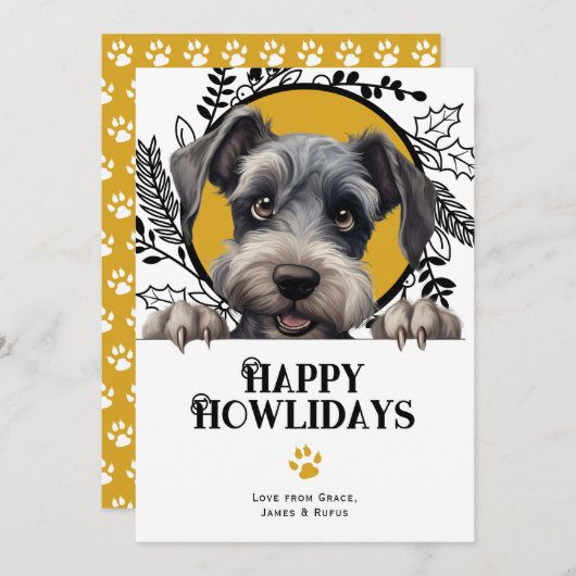 ハッピーハウリデイズチェスキーテリアードッグクリスマス シーズンカード (正面/裏面)