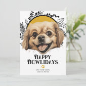 ハッピーハウリデイズチベットスパニエル犬ドッグクリスマス シーズンカード (スタンド正面)