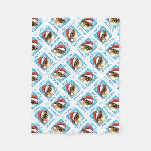 ハッピーハウリデイズチベットスパニエル犬フリースブランケット フリースブランケット (正面)