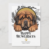 ハッピーハウリデイズチベットマスチフドッグクリスマス シーズンカード (正面)