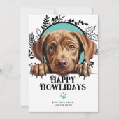 ハッピーハウリデイズチョコレートラブラドールドッグクリスマス シーズンカード (正面)