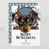 ハッピーハウリデイズドイツピンシャードッグクリスマス シーズンカード (正面/裏面)