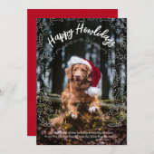 ハッピーハウリデイズドッグフォトクリスマスカード 招待状 (正面/裏面)