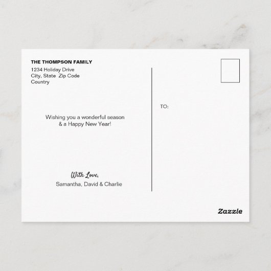 ハッピーハウリデイズドッグフォトフェスティバルクリスマスライト ポストカード (裏面)