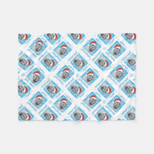 ハッピーハウリデイズナポリタンマスティフフリースブランケット フリースブランケット (正面(横))