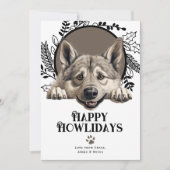 ハッピーハウリデイズノルウェーエルクハウンドドッグクリスマス シーズンカード (正面)