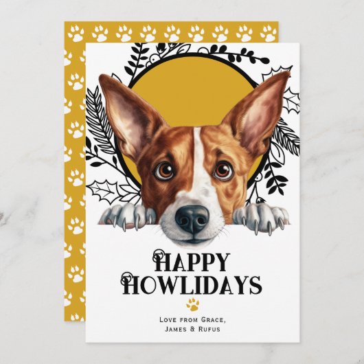 ハッピーハウリデイズバセンジドッグクリスマス シーズンカード (正面/裏面)