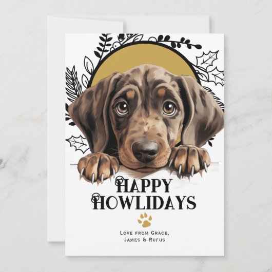 ハッピーハウリデイズパットハウンドドッグクリスマス シーズンカード (正面)