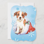 ハッピーハウリデイズパーソンラッセルテリア シーズンカード<br><div class="desc">祝Parson Russell Terrierの可愛いパピーとサンタ帽の中で言葉の雪の中で休日のシーズンは、ハッピーHowlidaysの背中に！PRT素晴らしを愛する家族と友人のために。</div>