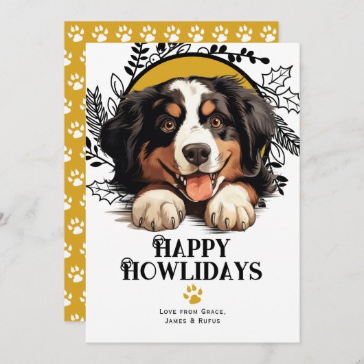 ハッピーハウリデイズビルマの山犬のクリスマス シーズンカード (正面/裏面)