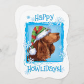 ハッピーハウリデイズフィールドスパニエル犬ホリデーカード シーズンカード (正面/裏面)