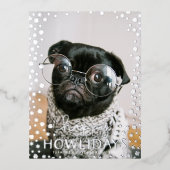 ハッピーハウリデイズフォイルポープリントドッグホリデー 箔シーズンポストカード (正面)