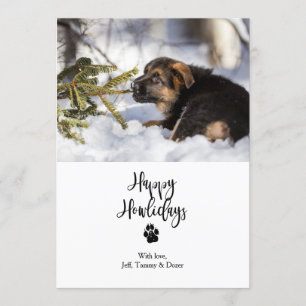ハッピーハウリデイズフラットクリスマスカードテンプレート 招待状