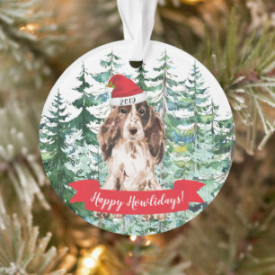 ハッピーハウリデイズブラウンコッカースパニエル犬ドッグクリスマス オーナメント