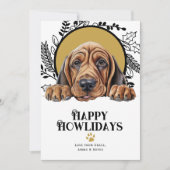 ハッピーハウリデイズブラッドハウンドドッグクリスマス シーズンカード (正面)