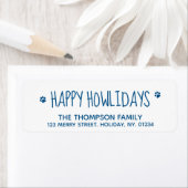 ハッピーハウリデイズブルーペットドッグラバーモダンかわいい ラベル (インサイチュ)