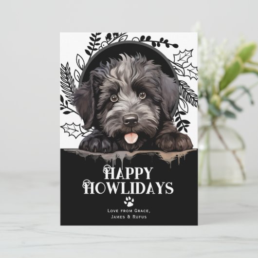 ハッピーハウリデイズブービエデフランダレスドッグクリスマス シーズンカード (スタンド正面)
