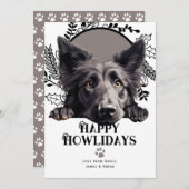 ハッピーハウリデイズベルギーシェプドッグクリスマス シーズンカード (正面/裏面)