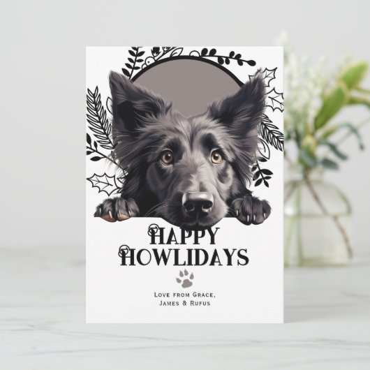 ハッピーハウリデイズベルギーシェプドッグクリスマス シーズンカード (スタンド正面)