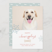 ハッピーハウリデイズペットクリスマスフォトドッグスノーフレーク シーズンカード (正面/裏面)