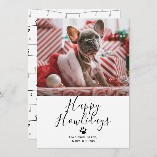 ハッピーハウリデイズペットドッグクリスマスカード 招待状 (正面/裏面)