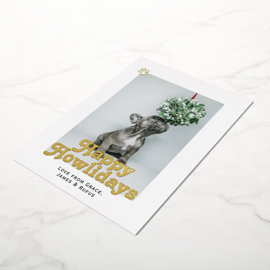 ハッピーハウリデイズペットドッグクリスマス 箔シーズンカード (回転した状態)