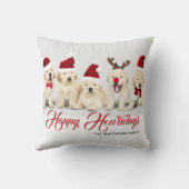 ハッピーハウリデイズペットドッグホリデーフォト |クリスマス クッション (裏面)