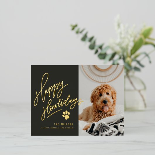 ハッピーハウリデイズペットフォトクリスマス 箔シーズンポストカード (立ち正面)