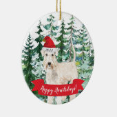 ハッピーハウリデイズホエテリアドッグクリスマスオルナ セラミックオーナメント (右)