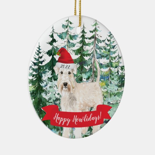 ハッピーハウリデイズホエテリアドッグクリスマスオルナ セラミックオーナメント (右)