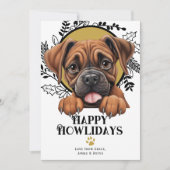 ハッピーハウリデイズボクサードッグクリスマス シーズンカード (正面)