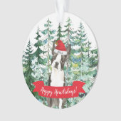 ハッピーハウリデイズボストンテリアードッグクリスマス オーナメント (正面)