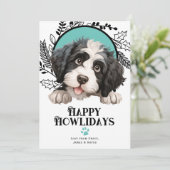 ハッピーハウリデイズポルトガル水犬クリスマス シーズンカード (スタンド正面)