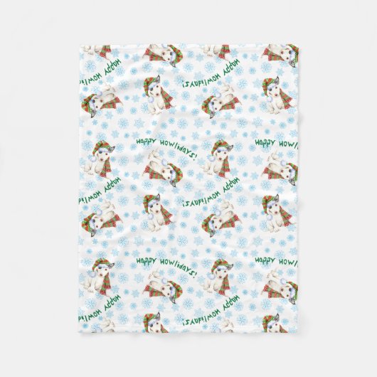 ハッピーハウリデイズミニブルテリア フリースブランケット (正面)