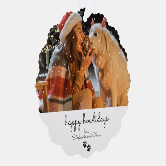 ハッピーハウリデイズミニマルクリスマスペットギフトラベル オーナメントカード (右)