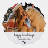 ハッピーハウリデイズミニマルクリスマスペットギフトラベル オーナメントカード (正面)