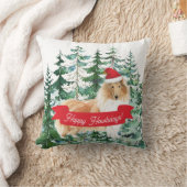 ハッピーハウリデイズラフCollieドッグクリスマス クッション (ブランケット)
