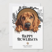 ハッピーハウリデイズレッドボーンコンハウンドドッグクリスマス シーズンカード (正面)