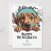 ハッピーハウリデイズローデシアン犬のクリスマス シーズンカード (正面)