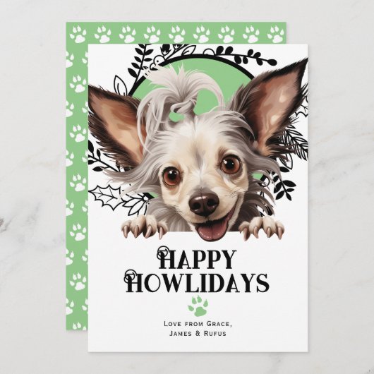 ハッピーハウリデイズ中国のドッグクリスマス シーズンカード (正面/裏面)
