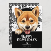 ハッピーハウリデイズ柴犬ドッグクリスマス シーズンカード (正面/裏面)