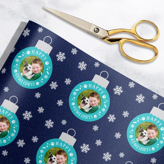 ハッピーハウリデイズ海軍カスタム犬の写真 ラッピングペーパー