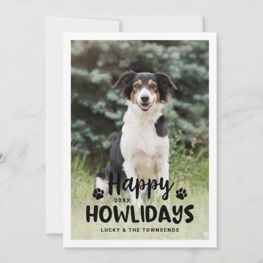 ハッピーハウリデイズ白黒子犬の写真 シーズンカード (正面)