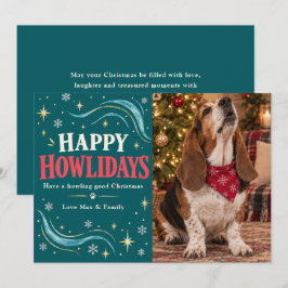 ハッピーハウリデイズ クリスマスの犬の写真 シーズンカード