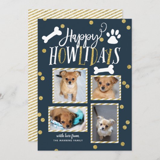 ハッピーハウリデイズ |クリスマスフォトコラージュ シーズンカード (正面/裏面)